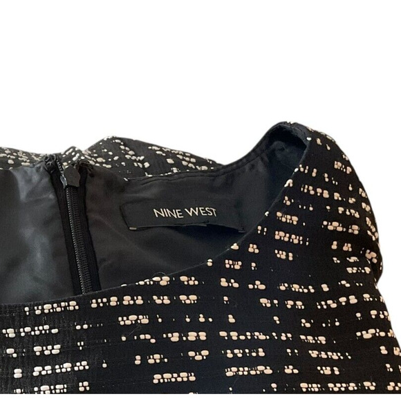 Nine West Black White Abstract Print Fit Flare Sleeveless Dress Large - Picture 7 of 13